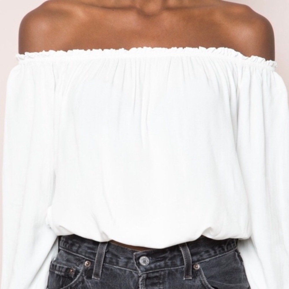 Brandy & Melville/ Off the shoulders white silky Classy Top/ One Size